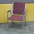 Burgundy and Chrome Stacking Guest Side Chair with Arms